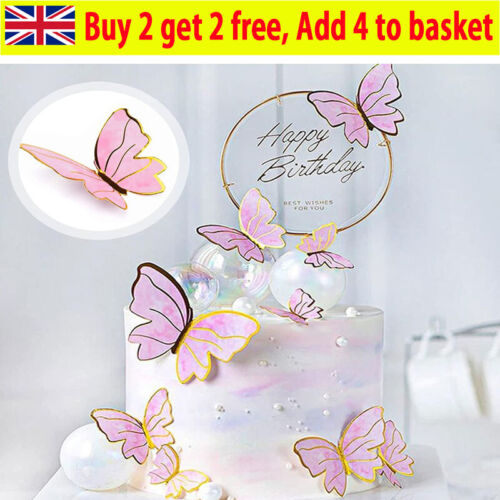 20Pcs Pink/Purple Butterfly Decorations … Cake Topper , Cupcake .. ParCO - Picture 1 of 10