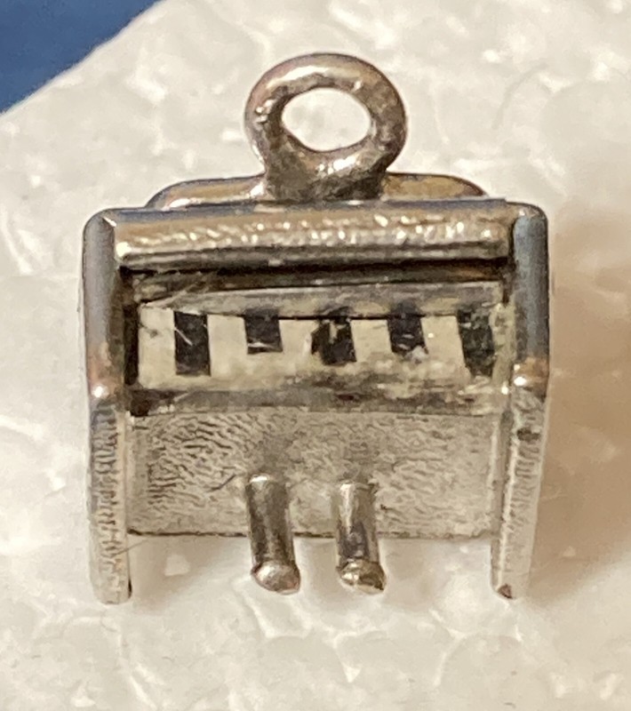 Vintage Sterling Upright Piano Charm with Opening Lid to Show Paper Keyboard!
