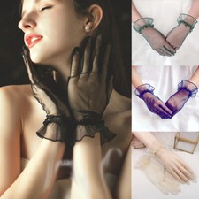 Ruffle Edge Gloves Evening Knitted Wedding Gloves Knitted Wedding Bride Korean