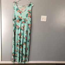 olive+oak tropical floral print mint maxi tank dress plus size 2xl