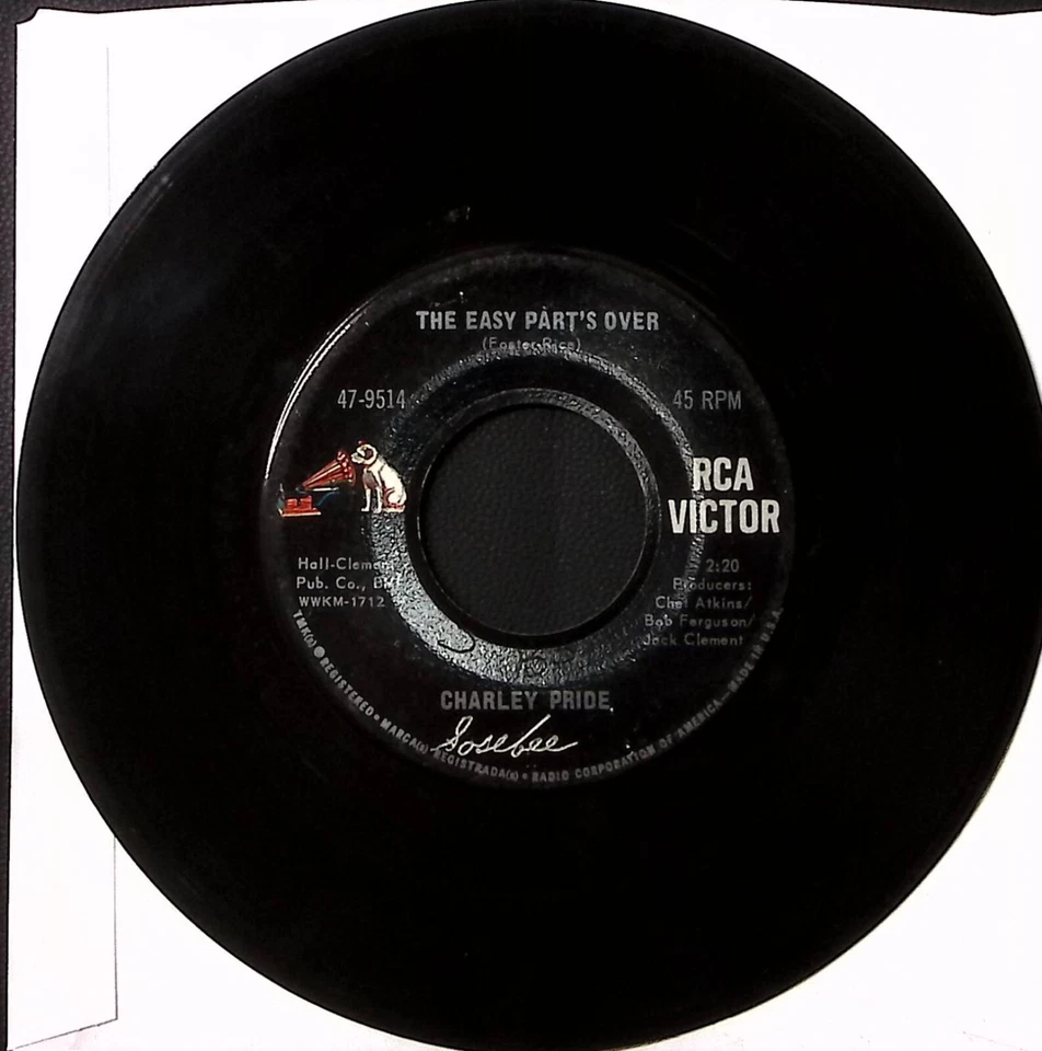 CHARLEY PRIDE THE RIGHT TO DO WRONG/THE EASY PART'S OVER RCA VINYL 45 49-32 Foto 2 de 3