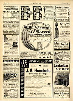Americanische Schreibtische J. A. Henckels Zwillingswerk Solingen Sammthaus 1899