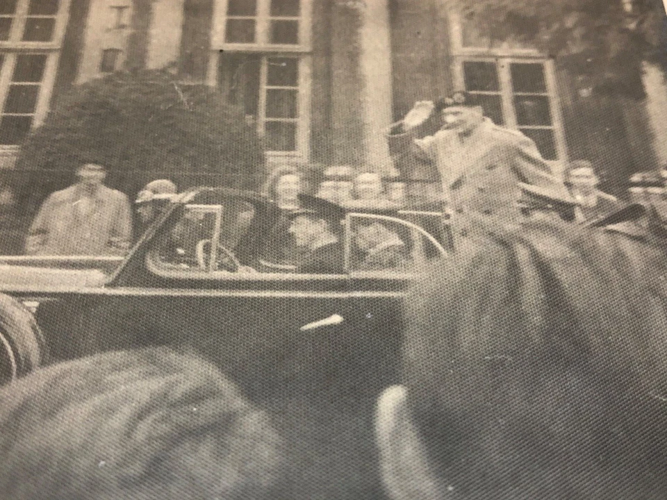 field marshall montgomery with salute to the public from an open top car .photo - Image 2 of 3