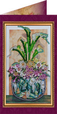 DIY Bead embroidery postcard kit "Flowers 2" 3.3"x5.5" / 8.4x14.0 cm, Abris