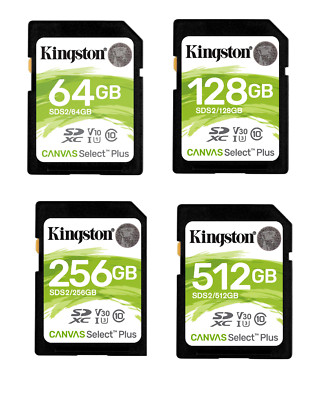 Kingston Canvas Select Plus SD Memory Card SDS2/64GB; 128GB; 256GB; 512GB