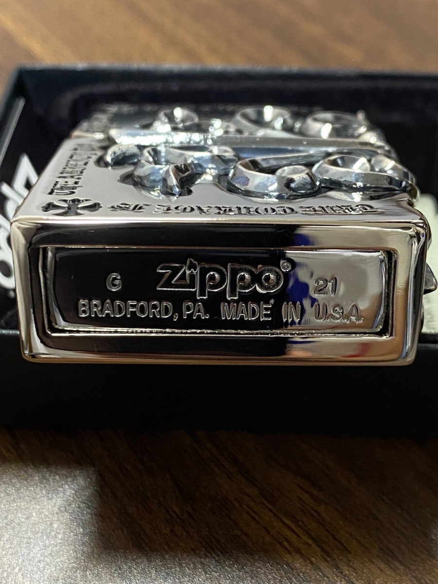 Zippo Oil Lighter Full Metal Jacket Silver Cross 3 Sided