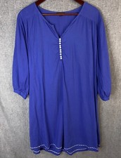Phoebe & Rose Dress Womens Large Blue V-Neck Buttons Cold Shoulder Flowy A-Line