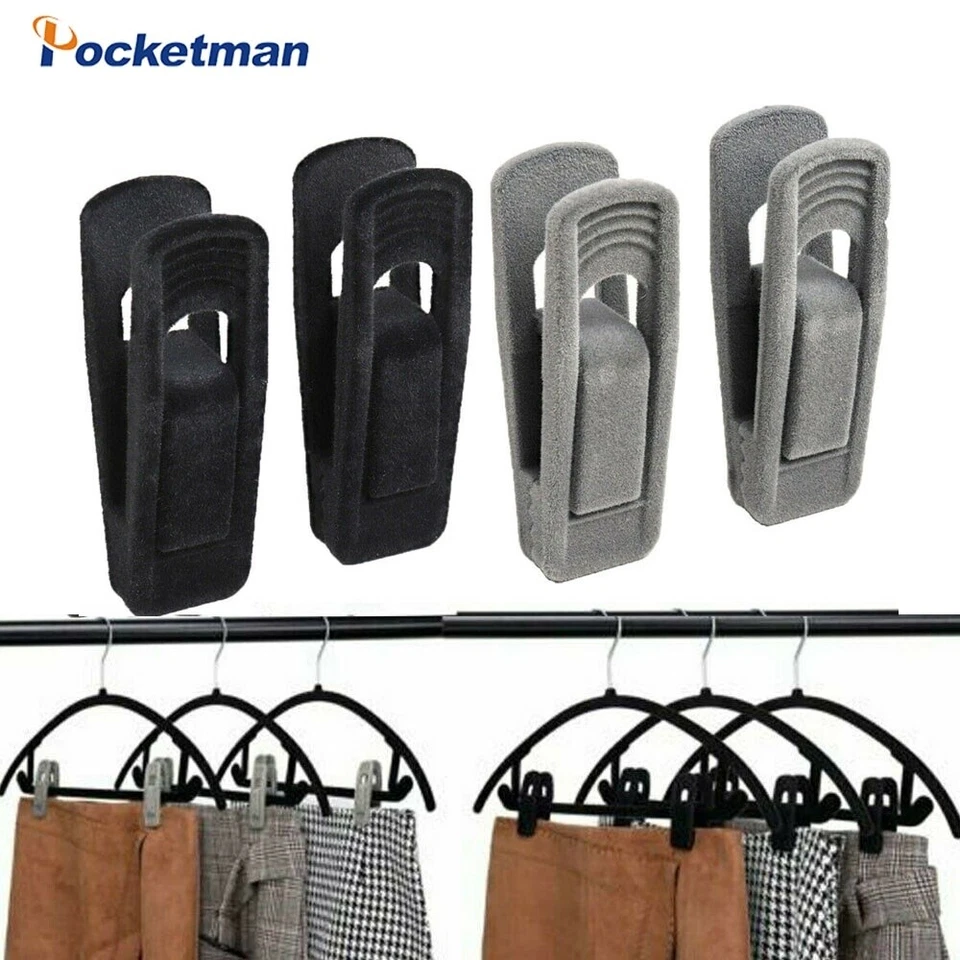 20pcs Samt Aufhänger Clips Finger Slimline Starke Hosen Rock Tuch Trocknen Racks