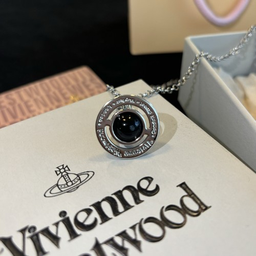 Vivienne Westwood Black Crystal 3D Planet Orb Pendant Necklace with box053 - Picture 8 of 9