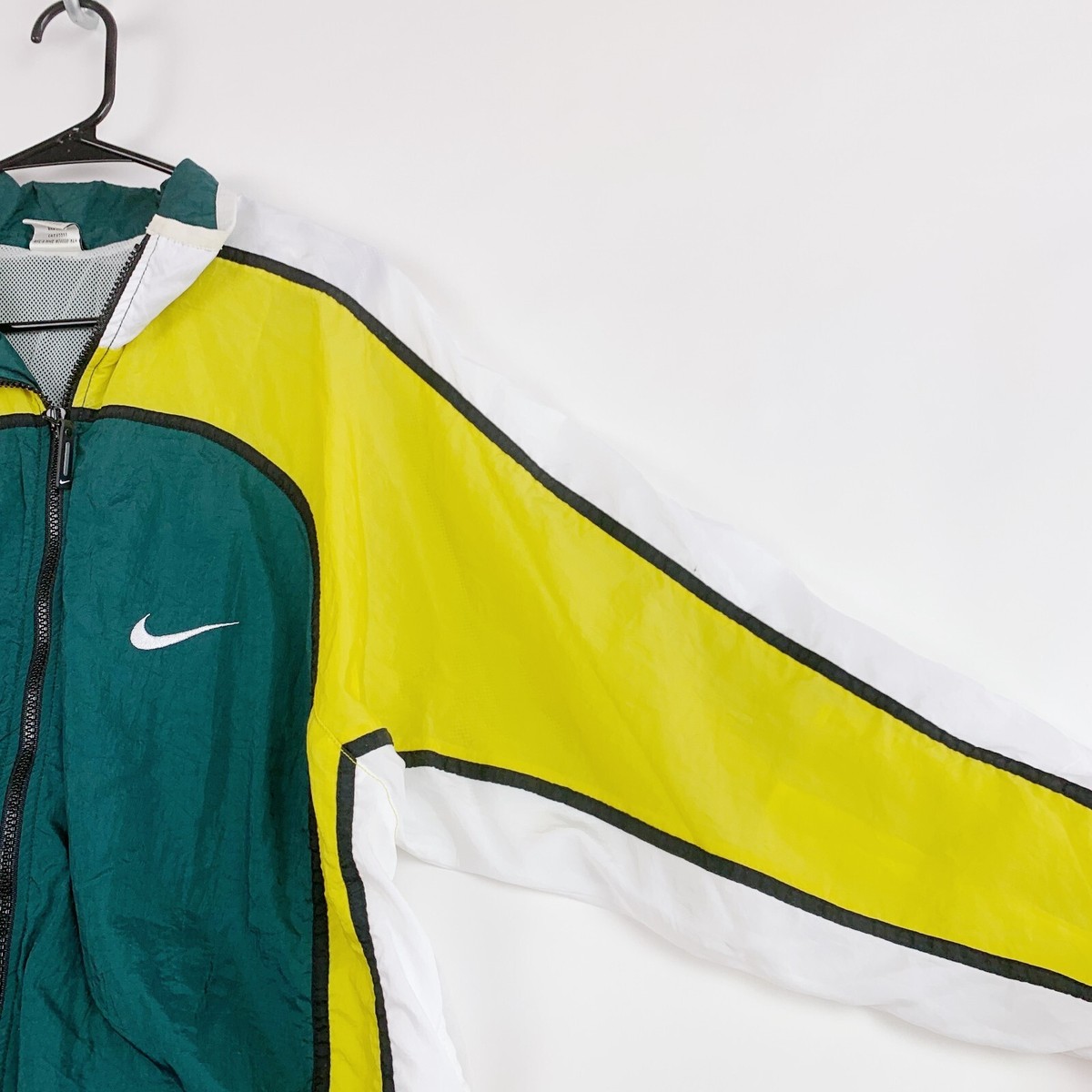 Vintage Retro 90s Nike Colorblock Green Yellow Windbreaker Jacket