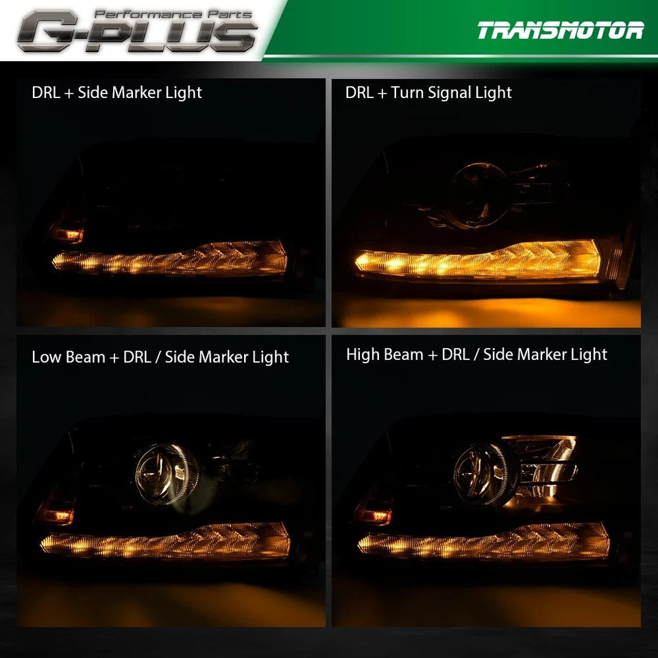 Fit For 2013-2018 Dodge Ram 1500 2500 3500 SMOKE Projector Headlights w/ LED DRL - Image 4 of 4