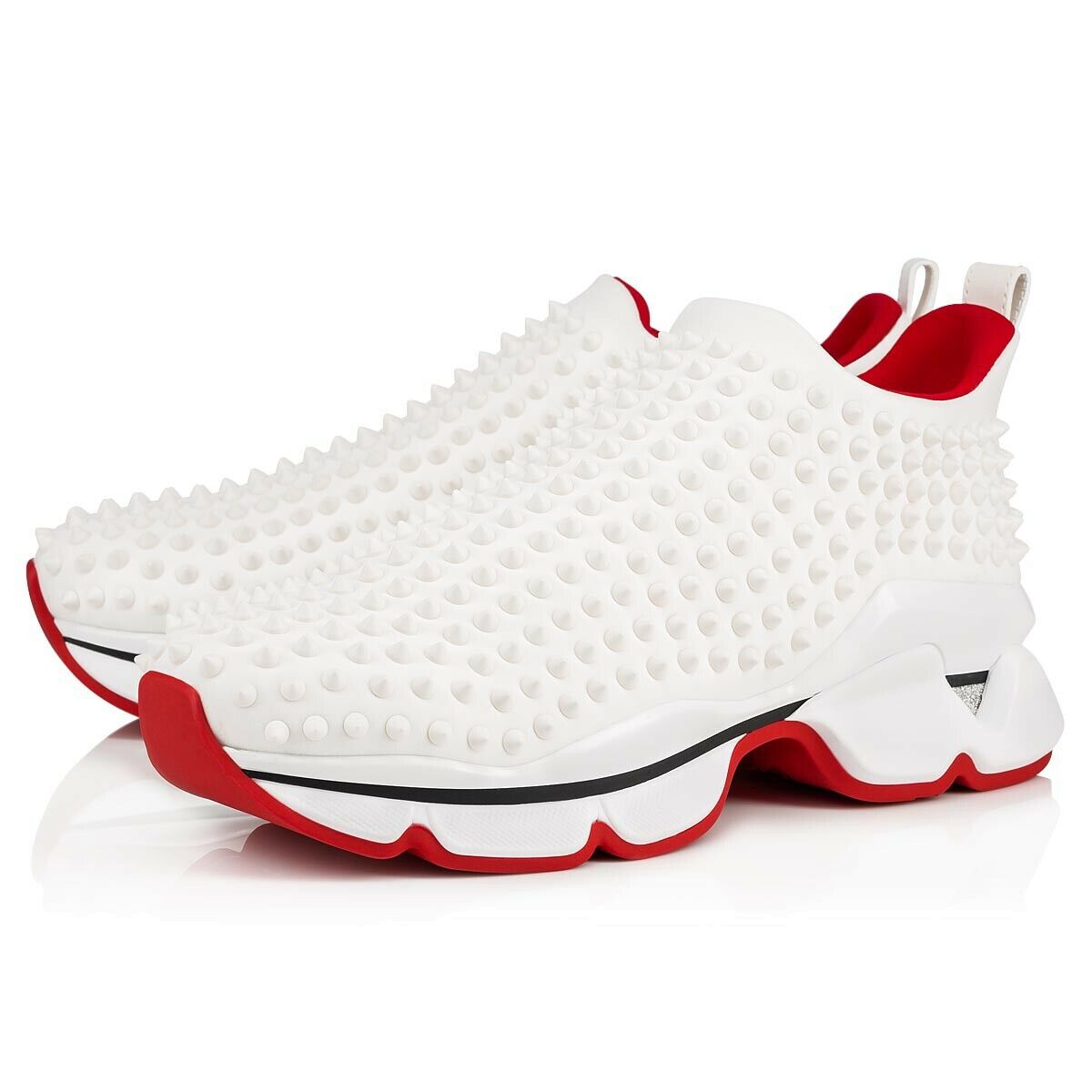 Christian Louboutin Women's Spike Sock Sneakers Spiked Neoprene Red 2113904