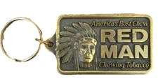 Vintage 1988 Red Man Chewing Tobacco Chief Indian Bronze Keychain Collectible