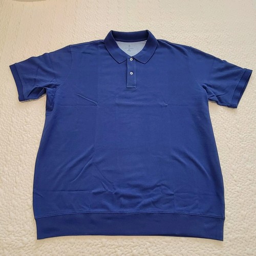 XXL Lands' End Polo Mens Short Sleeve Dark Cobalt Blue Solid Shirt Size XXL - Picture 2 of 10