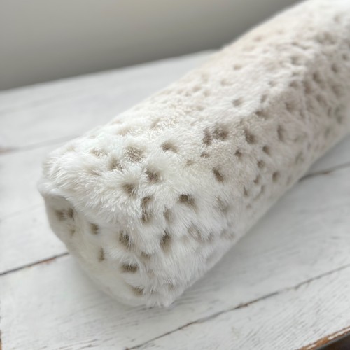 Restoration Hardware Faux Fur Snow Leopard Lumbar Bolster Pillow w/ Insert LARGE - Picture 6 of 14