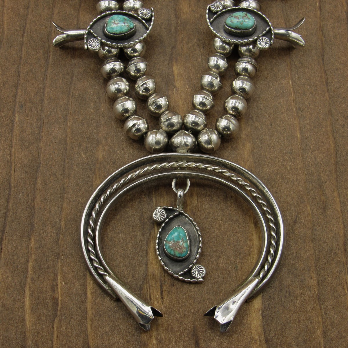 Native American Squash Blossom And Turquoise Necklace UK