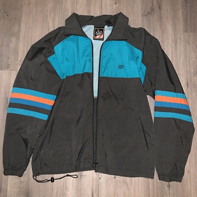 Vintage USA Olympics Logo Sz L Windbreaker Jacket Olympic 1990s 90s JC Penney