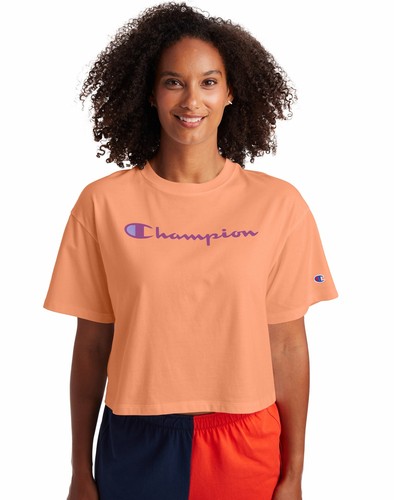 Champion Cropped Tee T-Shirt Script 