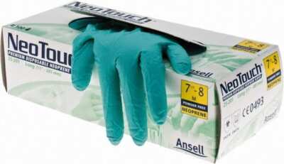 100 Pack Ansell 25-201M Disposable Gloves, Neoprene