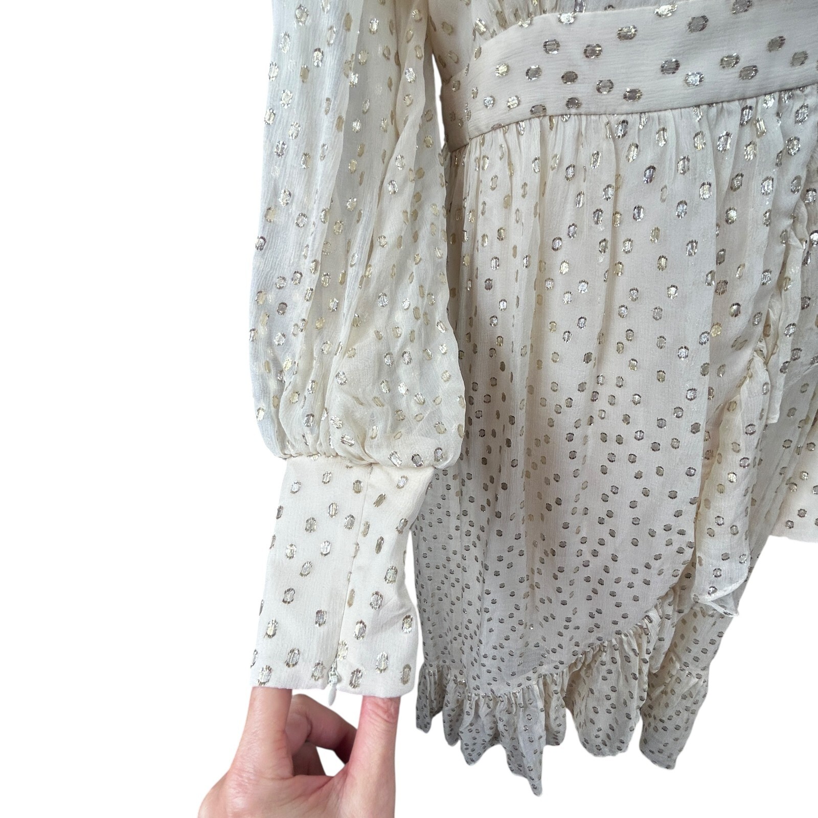 Zimmermann Lurex Wrap Midi Dress BNWT Size 0 AU 8 US 4 Silk Cream Gold NEW