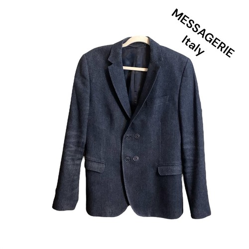 MESSAGERIE Italy Herren Blazer US 38 EU 50 Grau Fischgrät Lana Wolle - lesen