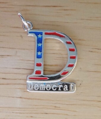 13x20mm Rot Weiß Blau sagt Demokraten Sterne Politik Abstimmung Sterlingsilber Charm