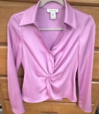 XS Rachel Zoe Pink Satin Twist-front Long Sle...