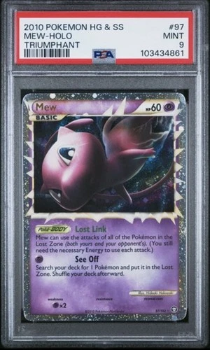 2010 POKEMON HEARTGOLD & SOULSILVER TRIUMPHANT #97 MEW-HOLO PSA 9