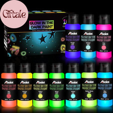 Glow in the Dark Acrylic Paint - 10 Bright Colors 60Ml/2Oz Long Lasting Glow F