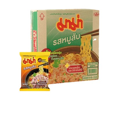 Mama Instant Noodles Minced Pork Flavor Ready To Eat box of 60g x 30 pc