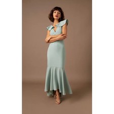 NWT Sachin & Babi BHLDN Nonnette Dress Size 4 Sage Flutter Mermaid Gown $295