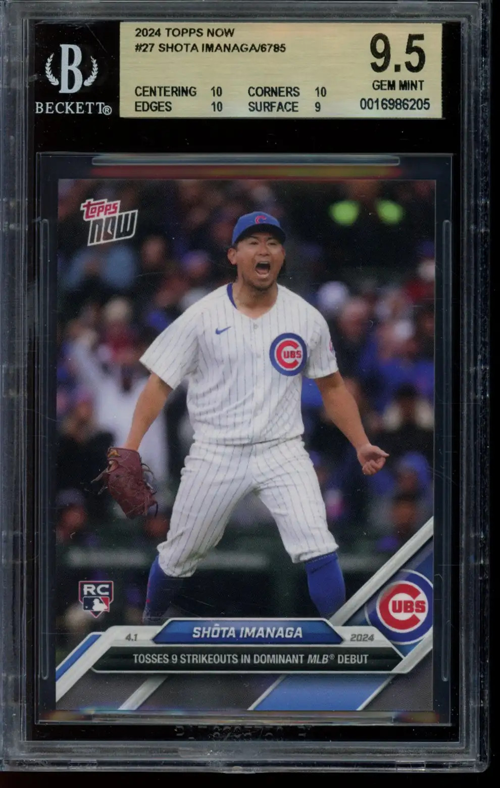 2024 Topps Now #27 Shota Imanaga BGS 9.5 Gem Mint 16986205 RC Rookie