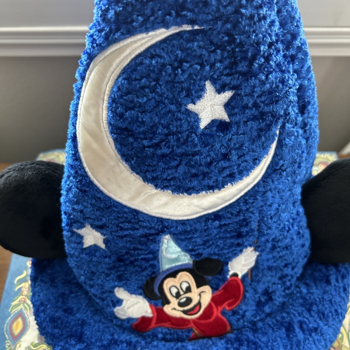 Vintage Disney Mickey Mouse Fantasia Blue Wizard Hat and White Gloves Set Fantasia Adult Blue Disney Hats (1968-Now) | eBay main image 4