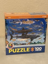 100 Piece Sharks Puzzle Eco-Friendly Educational Jigsaw Made in USA 13 x 19