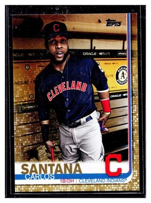 2019 Topps Gold Carlos Santana /2019 #585 Cleveland Indians MLB SP SSP Insert