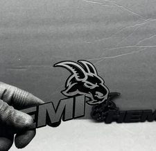 Angry Goat Matte Black On Black For RAM Car Truck Emblem Badge Custom, Pack of 2