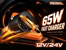 12V / 24V Dual 65W USB C Fast Charging Adapter Car Charger 2X USB-C Cable