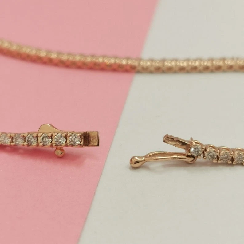 7' Inch Long Tennis Wedding Bracelet Solid 14K Yellow Gold 6 CT Round Cut VVS1 - Image 3 of 4