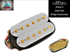 G.M. 59'er Alnico 5 White GOLD POLE Bridge Humbucker 4-wire 