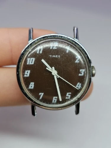 Vintage TIMEX MERCURY 70's Chocolate Brown 34mm Mens Watch PARTS/REPAIR