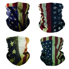 4 Pack US Flag Bandana Balaclava Half Face Cover Neck Gaiter for Men Women