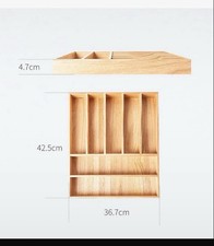 Acacia Wood Kitchen Drawer Organizer 17"x 14" Silverware Holder Storage Solution
