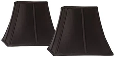 Set of 2 Square Lamp Shades Black Small 6x11x9.75 Spider with Harp and Finial