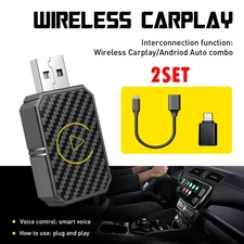 2Set Plug Play Wireless USB CarPlay Adapter Wireless Carplay Dongle iPhone Apple