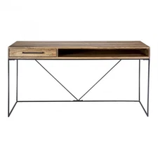 Moe's Home Collection Colvin Wood Writing Desk with Iron Base in Natural
