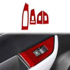 Window Lift Switch Panel Cover For Nissan Rogue X-Trail 21-25 Red Carbon Fiber