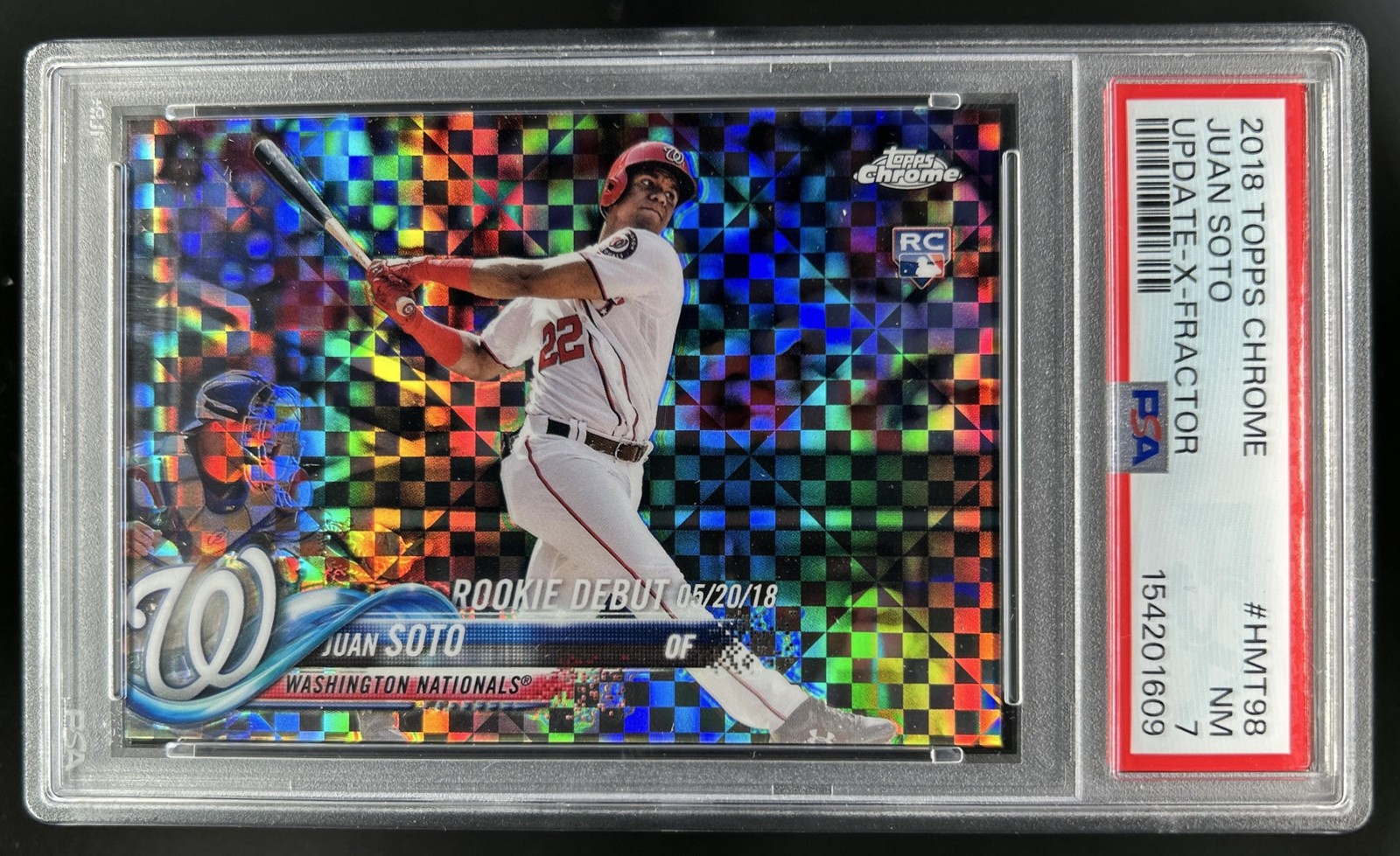 2018 Topps Chrome Update Juan Soto X Fractor Rookie RC #/99 Nationals PSA 7 view 1