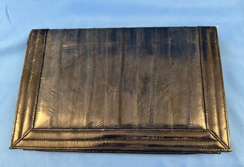 Unique Vintage Navy Eel Skin Clutch Purse Made In Korea NO Strap