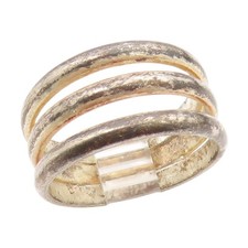 925 Sterling Silver Vintage Ring Chunky Triple Row Wide Band Sz 7.5 RG34511