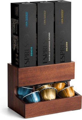 Wood Pod Dispenser Designed Nespresso Vertuo Capsules Freestanding Countertop